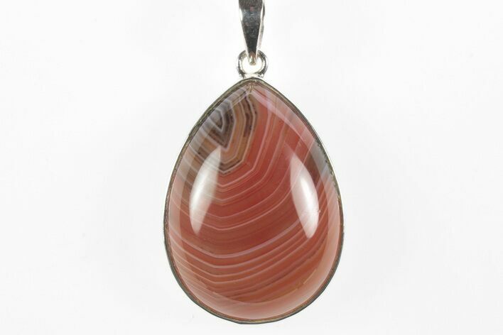 Banded Red Agate Pendant (Necklace) - Sterling Silver #244048
